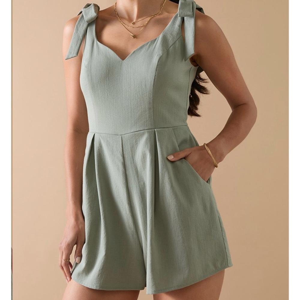 Sage Green Sleeveless Romper